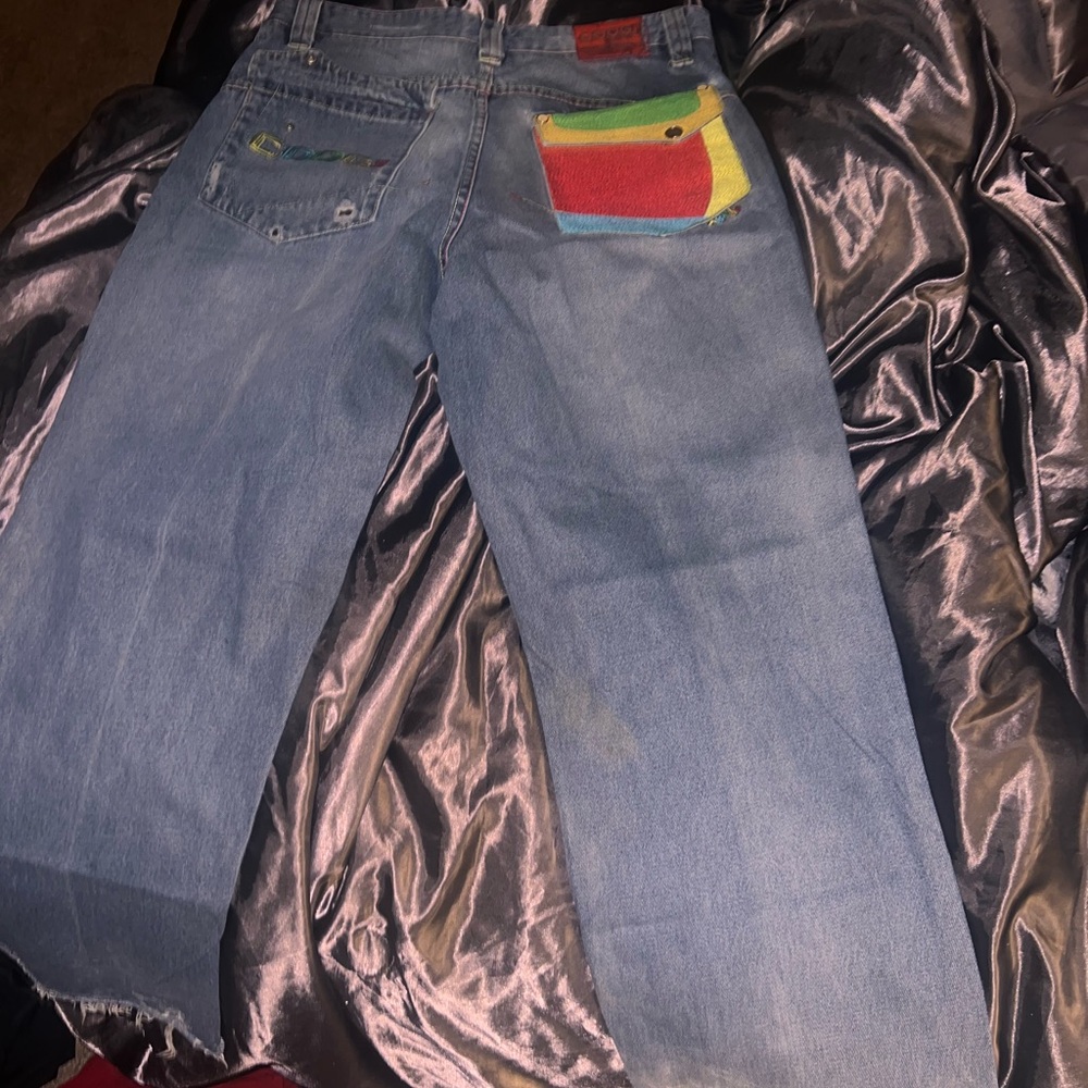 Men's Blue Jeans with Colorful Pocket